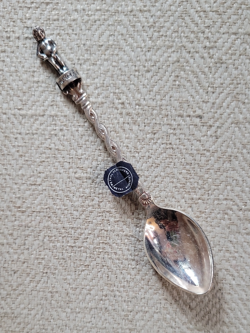 Vintage Manneken Pis Brussels Belgium Souvenir Spoon - NWT Silverplated Figural